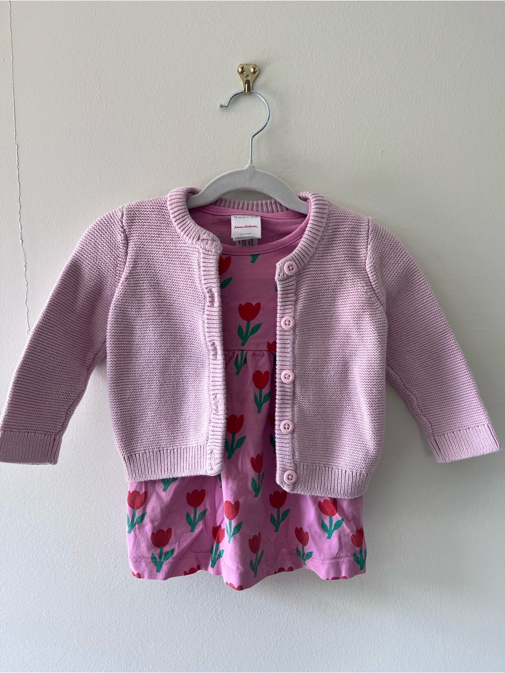 Hanna Andersson | Pink Sweater and Pink Tulip Dress Set | 18-24 months